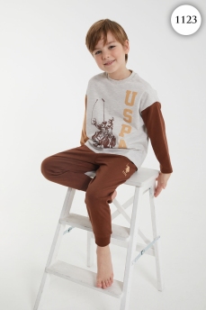 1123 Пижама для мальчика U.S POLO ASSN. v2 БЕЖЕВЫЙ МЕЛАНЖ фото 76467