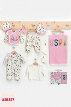 357 Набор для выписки 10 предметов U.S POLO ASSN. РОЗОВЫЙ-БЕЛЫЙ фото 78160