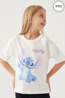 4902 Футболка для девочки DISNEY v1 КРЕМОВЫЙ фото 78392