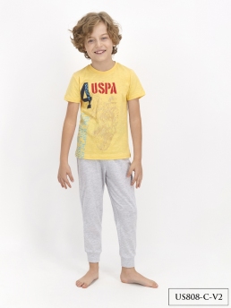 808-G Пижама для мальчика U.S POLO ASSN. v2 СВЕТЛО-ЖЕЛТЫЙ фото 78645
