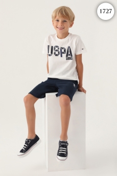 1727 Комплект для мальчика U.S POLO ASSN. v1 КРЕМОВЫЙ-ТЕМНО-СИНИЙ фото 77335