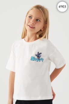 4903 Футболка для девочки DISNEY v2 КРЕМОВЫЙ фото 78395
