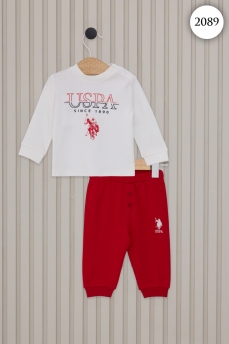 2089 Костюм детский U.S POLO ASSN. КРЕМОВЫЙ-КРАСНЫЙ фото 77658
