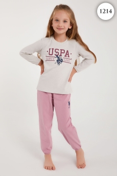 1214 Пижама для девочки U.S POLO ASSN. v1 БЕЖЕВЫЙ МЕЛАНЖ фото 76776