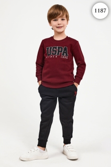 1187 Комплект для мальчика U.S POLO ASSN. v3 БОРДОВЫЙ-ЧЕРНЫЙ фото 76744