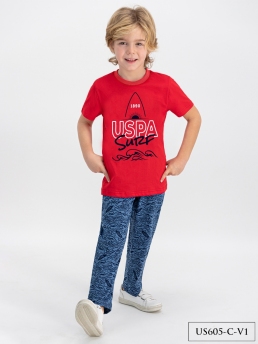 605-G Пижама для мальчика U.S POLO ASSN. v1 КРАСНЫЙ фото 78440
