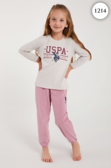 1214 Пижама для девочки U.S POLO ASSN. v1 БЕЖЕВЫЙ МЕЛАНЖ фото 70716