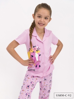 850-4 Пижама для девочки U.S POLO ASSN. v2 РОЗОВЫЙ фото 65856